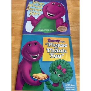 Lot Of 2 Vintage 90s Barney Books- What Would Barney say? Please And Thank You